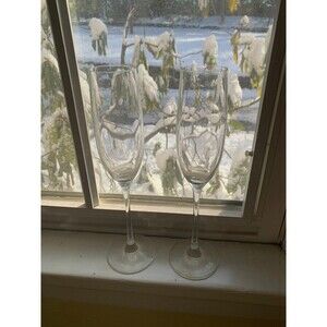 Set of 2 - Lenox Champagne Crystal Flutes about 10 Inches Tall